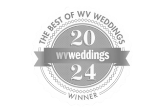 A circular award seal featuring "The Best of WV Weddings 2024" with "Winner" highlighted, showcasing a recognition for wedding excellence.
