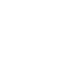 Sign featuring "Route 88 Burgers & Brew," located in Oglebay, Wheeling, WV, designed with a classic highway sign style.